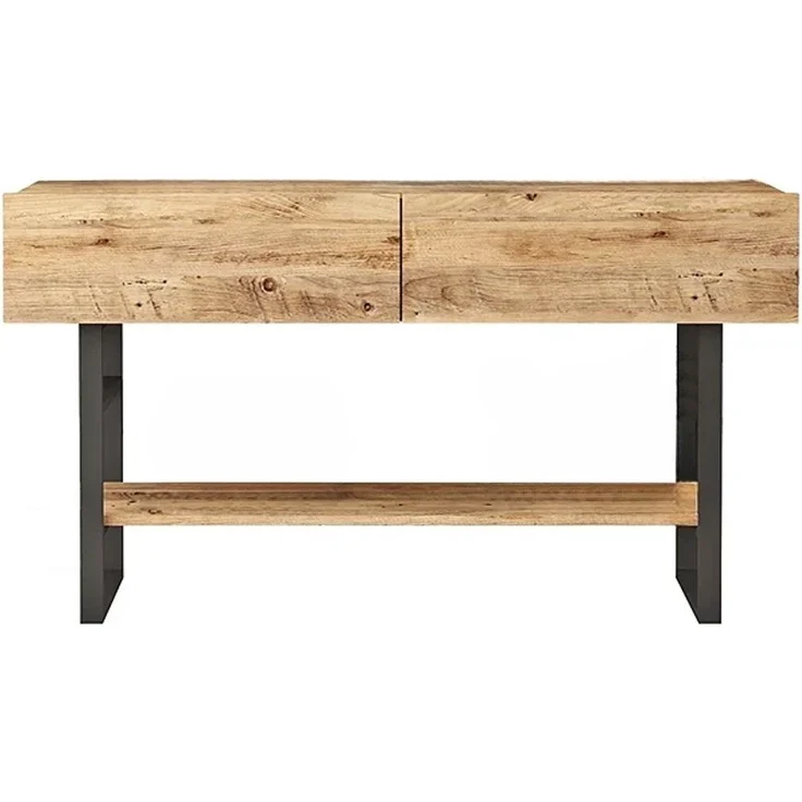 Calicosy Konsole mit 2 Klapptüren und 1 Regal im Atlantik-Kiefer-Dekor - L138,8 cm - Helles Holz – Bild 1