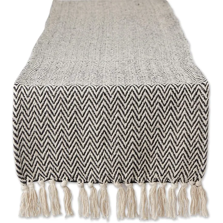 DII Woven Basic Tabletop Collection Chevron Tischläufer, 15 x 72 cm, Schwarz