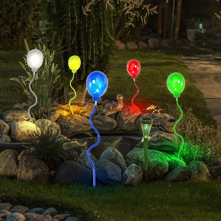 5x LED Solarlampen, Luftballons bunt, H 60 cm – Bild 5