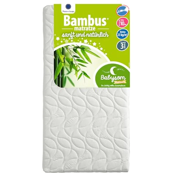 Babysom - Babymatratze Bambus | 70x140 cm | Kindermatratze | Naturfaser | Atmungsaktiv | Bezug abziehbar | Luftdurchlässiger Kaltschaum | Geprüft | Höhe 10cm – Bild 5