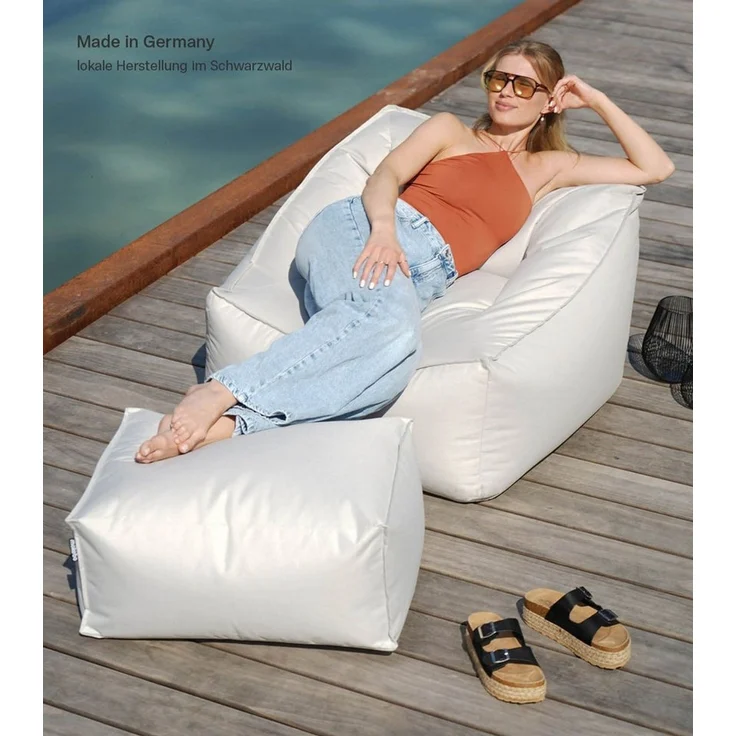 mokebo Sitzsack Der Sunnyboy (mit Hocker), Bean Bag Outdoor, Sitzsack für deinen Balkon, Gartenliege in Grau – Bild 2