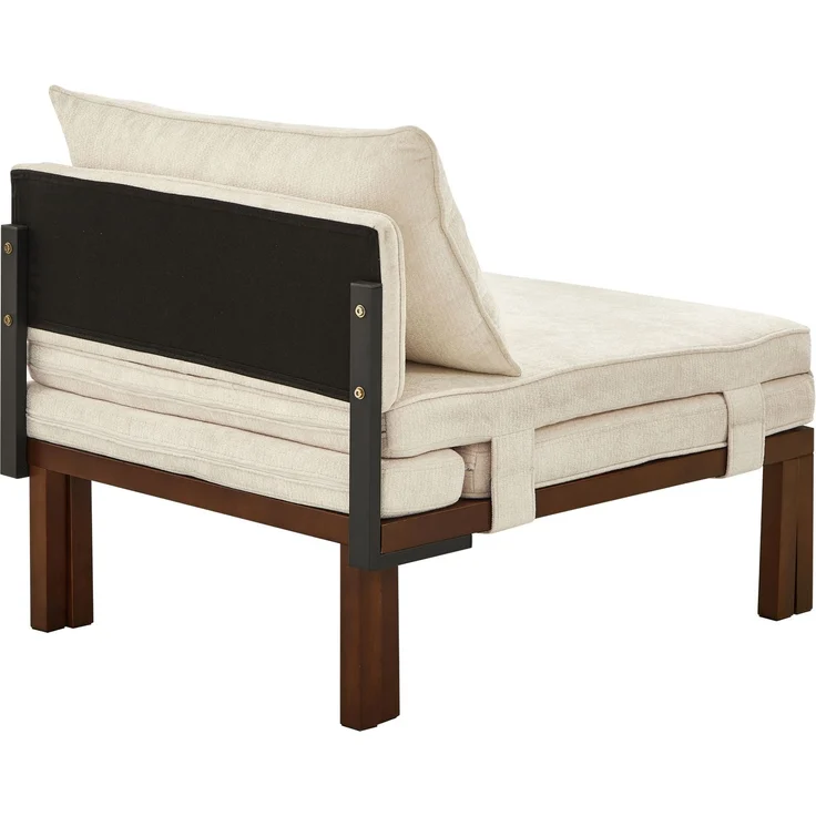 Schlafsessel, Samt, ausziehbar mit USB-Anschluss Typ C, 176cm×82cm×79cm, Beige – Bild 6