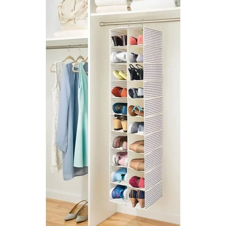 mDesign Hängeregal Organizer Aufbewahrung 20 Fächer Kunststoff Blau / Beige – Bild 3