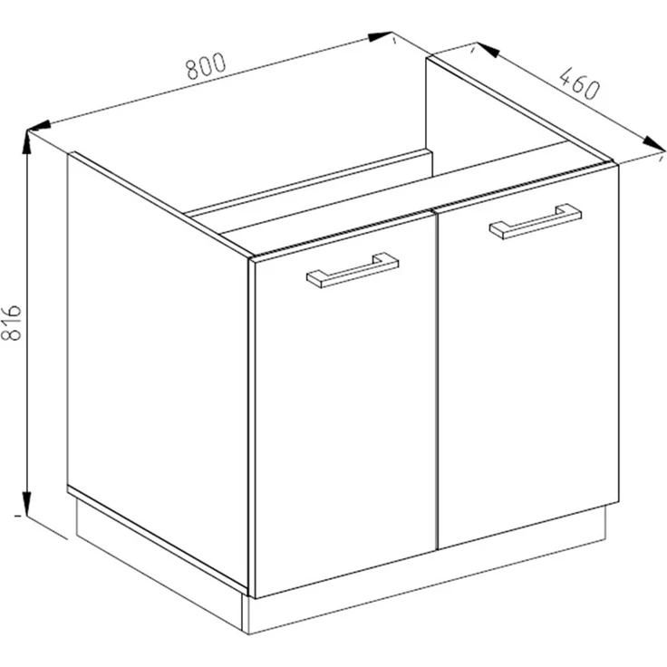 Spülenunterschrank R-Line Goldkraft Eiche 80 cm AP Marmor Vicco – Bild 3