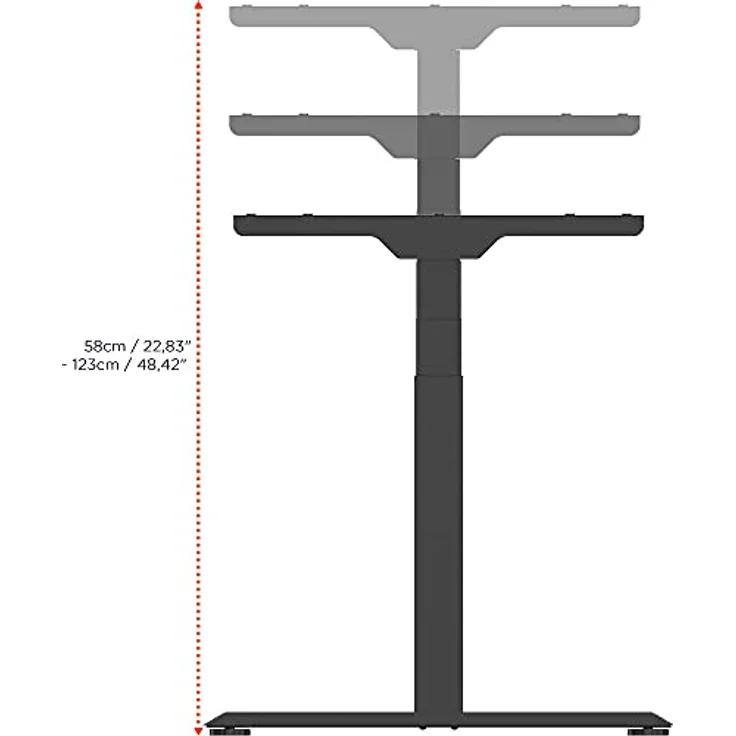 celexon Professional eAdjust-58123, elektrisch höhenverstellbarer Schreibtisch schwarz mit HPL Tischplatte 175 x 75 cm, Dual-Motor, 3 speicherbare Höhenpositionen, Anti-Kollisionsfunktion – Bild 4