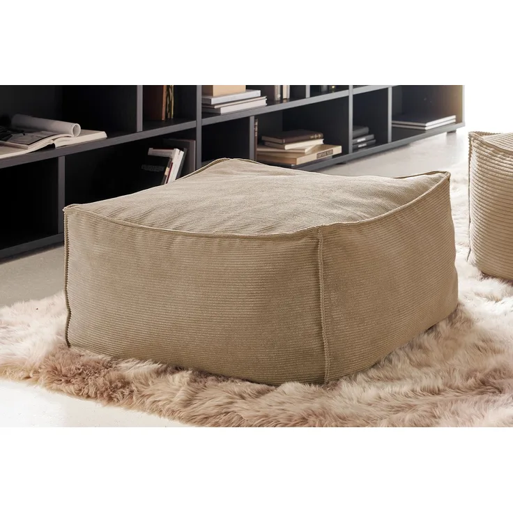 KAWOLA Hocker groß ALEA Cord taupe 38 x 86 x 86 cm