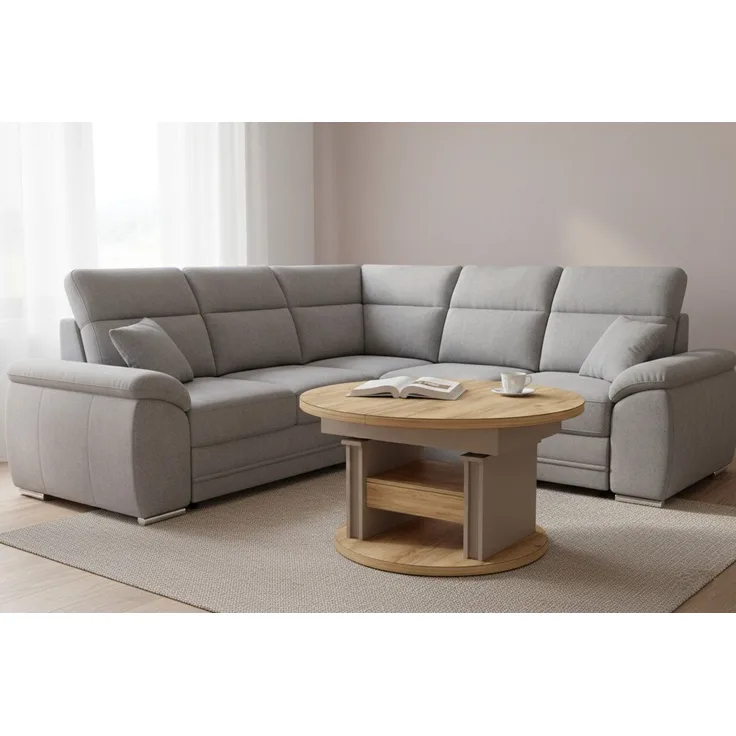 designimpex Couchtisch DA-999 rund ausziehbar höhenverstellbar mit Schublade Wohnzimmer Tisch, Funktionstisch, Wohnzimmertisch, Tisch, Esstisch, Sofatisch, Rollen
