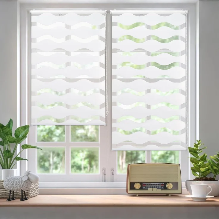 Sekey Doppelrollo Wellen Klemmfix ohne Bohren für Fenster, Doppelrollo 80 cm breit, Duo Rollo Welle Jalousie Sonnenschutz, 80x130cm, Weiß – Bild 7