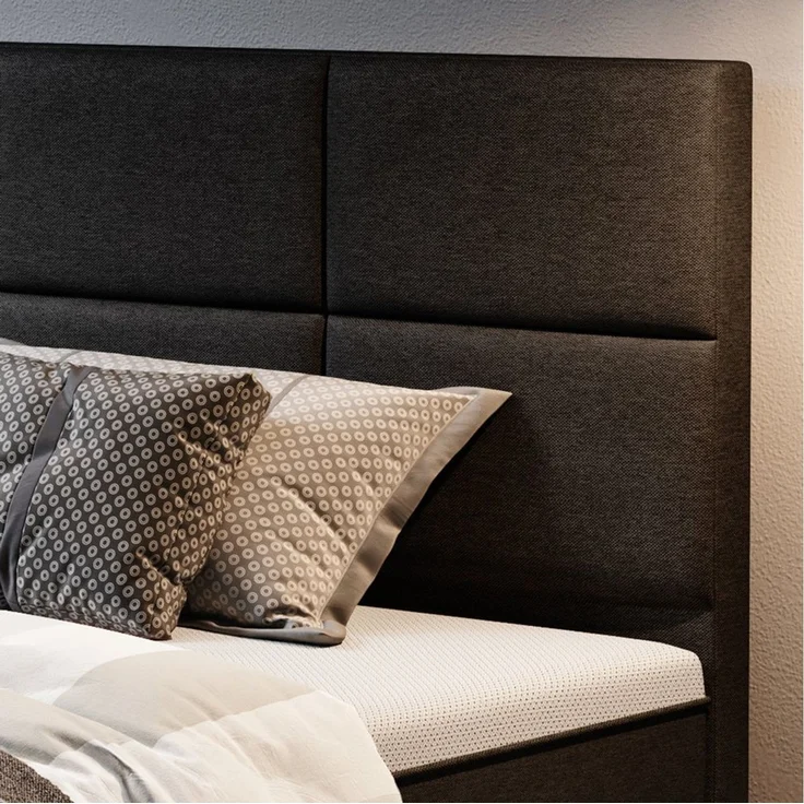inter Boxspringbett Rotterdam Plus 180 x200 cm 7 Zonen Taschenfederkernmatratzen (180x200 cm, Schwarz mit 7 Zonen Taschenfederkernmatratzen und Topper-Optik), Taschenfederkern-Komfort, gepolstertes Kopfteil, inklusive Matratzen – Bild 4