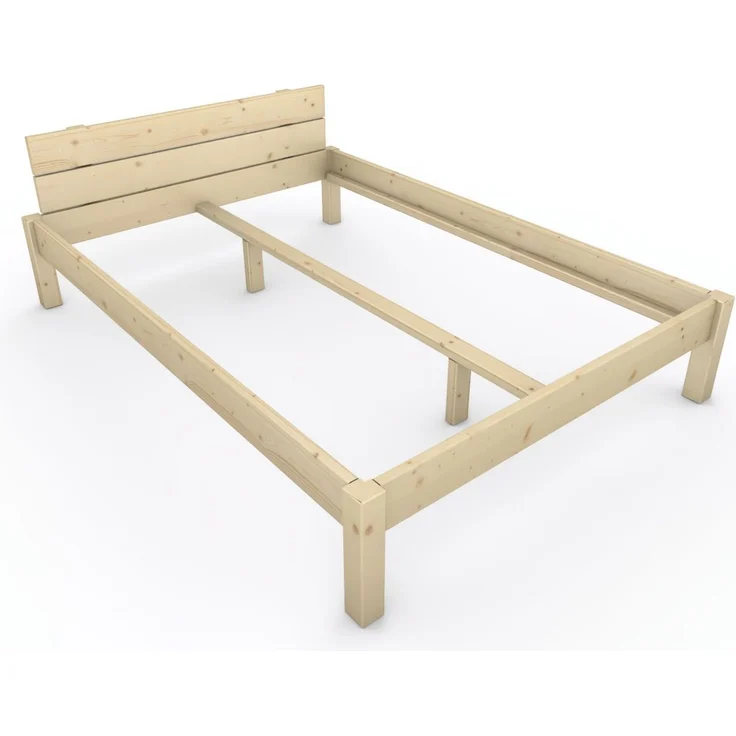 Pfostenbett "metallarm" Fichte Holzbett "Daybett" 140 x 200cm 38cm Doppelbett – Bild 1