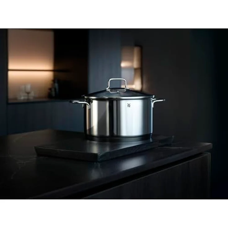 WMF Topf-Set Astoria, Cromargan® Edelstahl Rostfrei 18/10 (Set, 11-tlg, 2x Bratentopf mit Deckel, 3x Kochtopf mit Deckel, 1x Stielkasserolle), 11-teilig, hochglanzpoliert, mit Schüttrand, TransTherm-Allherdboden – Bild 11