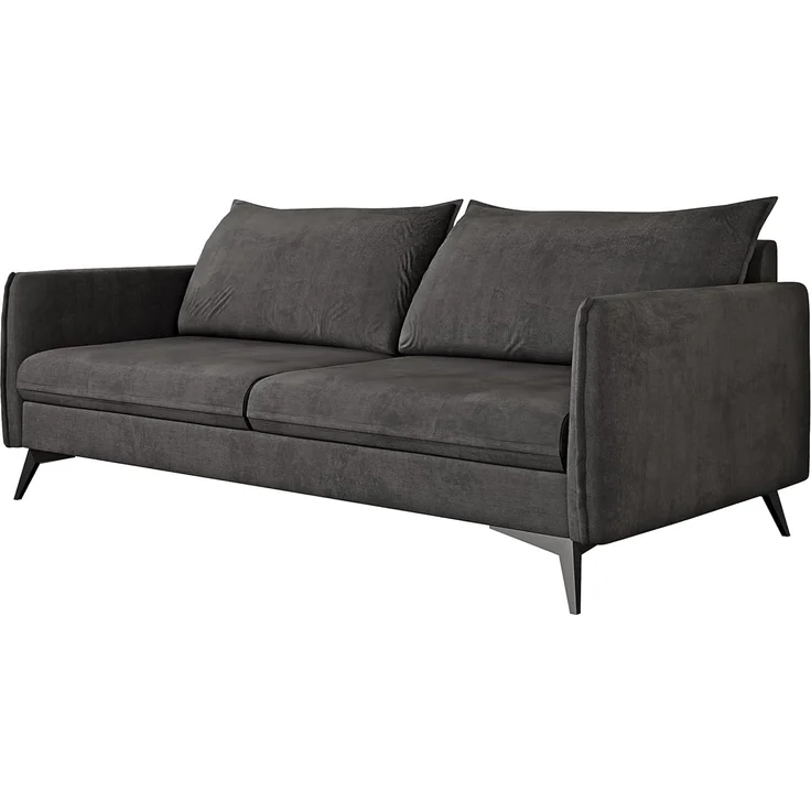 S-Style Möbel 3-Sitzer Sofa Azalea mit Schwarz Metall Füßen aus Luxusmicrofaser, mit Wellenfederung