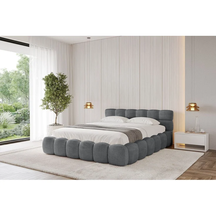 ALTDECOR Polsterbett LEYA-v1 (Polsterbett mit Bettkasten und Lattenrost, Boxbett ohne Matratze), Doppelbett mit Stauraum, Bett mit Kopfteil – Bild 1