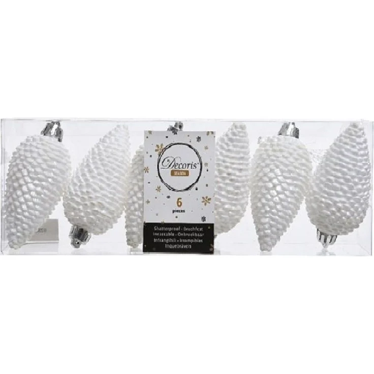 Kaemingk Weihnachtsbaumkugel Christbaumschmuck Zapfen bruchfest Ø 4,5 cm H 8 cm 6 Stück weiß – Bild 3