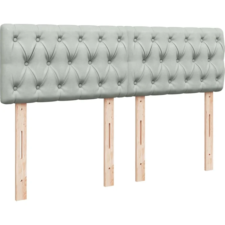 vidaXL Boxspringbett mit Matratze Hellgrau 140x200 cm Samt 3287764 – Bild 5