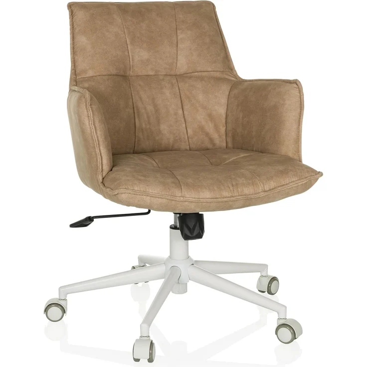 hjh LIVING Homeoffice Stuhl gepolstert SOLAO Life W Schreibtischstuhl Drehstuhl höhenverstellbar, Stoffbezug Beige – Bild 1