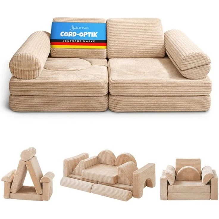 Bestlivings Kindersofa modulares Spielsofa aus Cord, 11 Teile, Schaumstoff, formstabil, erweiterbar, mit waschbarem Bezug – Bild 4