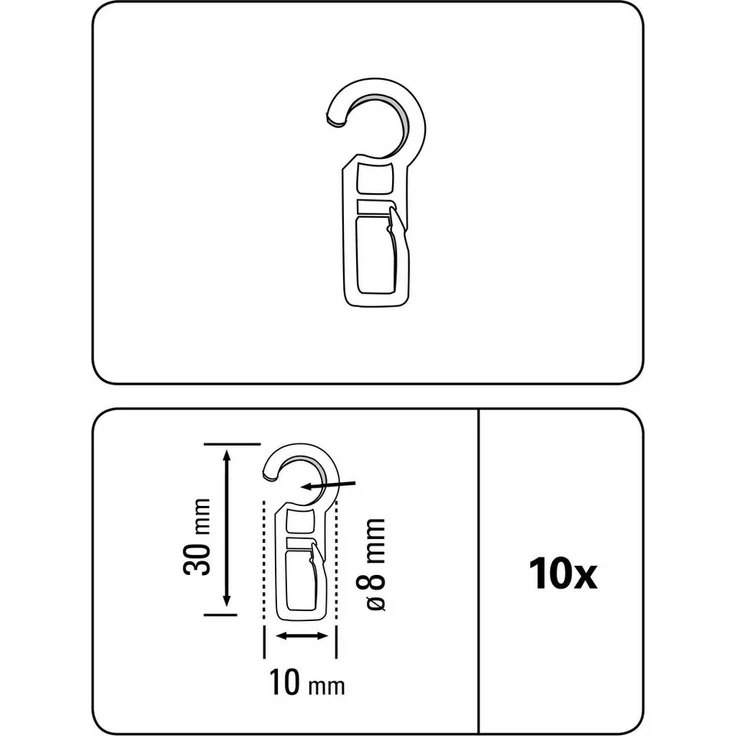 GARDINIA Faltenclip Gardinenhaken Kunststoff, (10-St), Zubehör Vitragestangen/Caféhausstangen – Bild 2