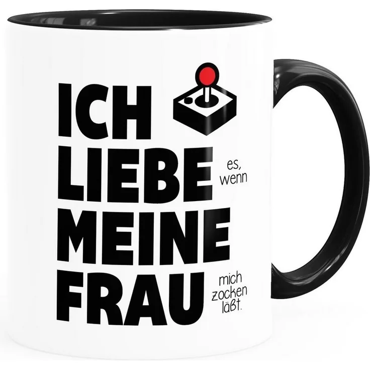 MoonWorks Tasse Kaffee-Tasse Ich liebe es wenn meine Frau mich zocken lässt Geburtstags-Gchenk Gamer Zocker Liebeserklärung Moonworks®, Keramik