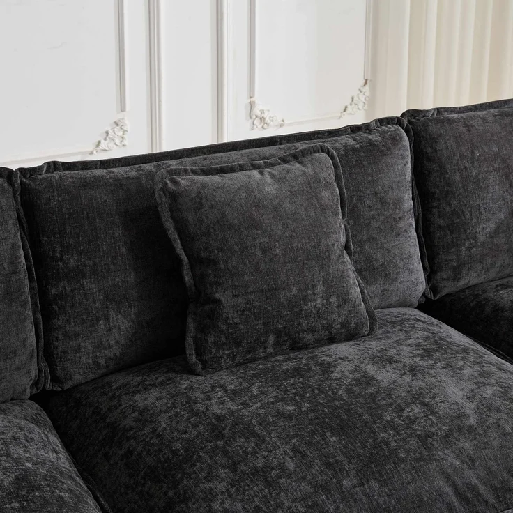 ZUBALIYA Sofa mit LED - Beleuchtung, mit Chenille - Bezug, mit Cordbezug, modular aufgebaut, aus Chenille, für Wohnzimmer und Apartments – Bild 6