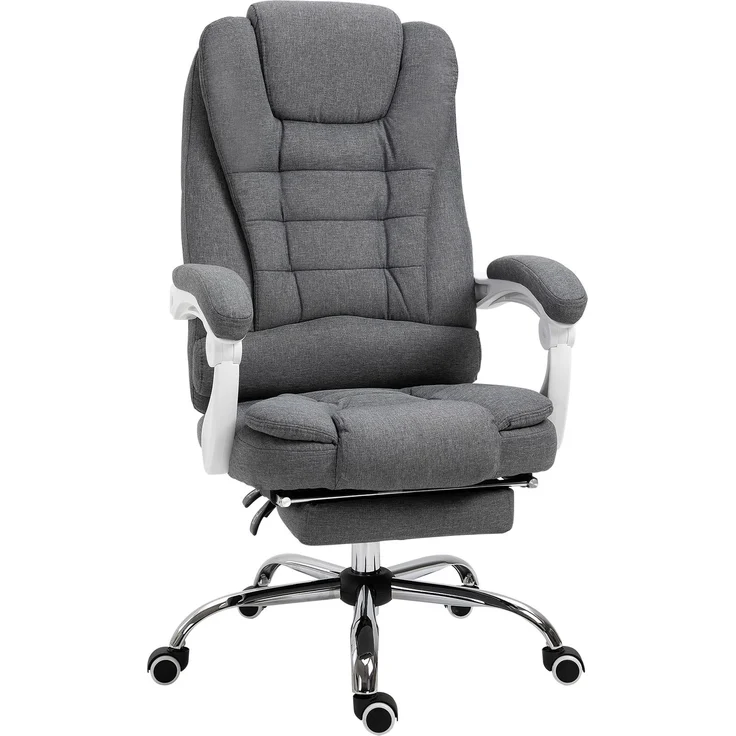 Vinsetto Bürostuhl, Eisen, Leinen, Schaumstoff, Nylon, Grau, 65L x 70B x 110-118H cm – Bild 1