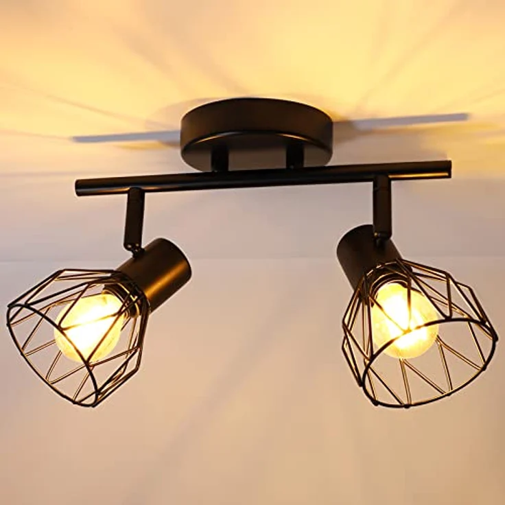 Dehobo Led Deckenstrahler Schwenkbar 350°, Deckenleuchte E14 2 Flammig Schwarz, Spotleuchte Wand, Deckenlampe Spots Led, LED Wandstrahler für Küche, Wohnzimmer, Schlafzimmer, Nein E14 Leuchtmittel – Bild 2