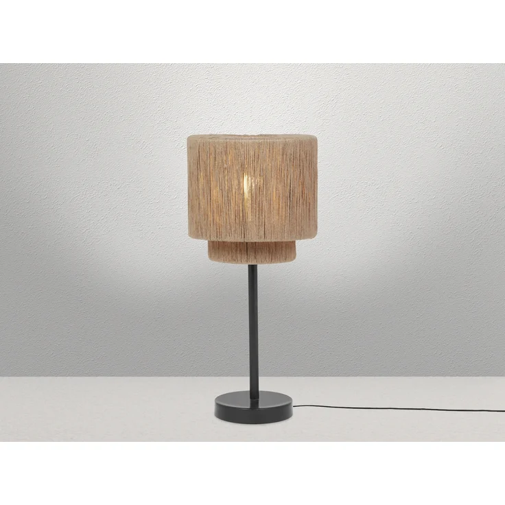 Große LED Tischleuchte aus Jute Natur im Boho Stil, Höhe 45cm – Bild 3