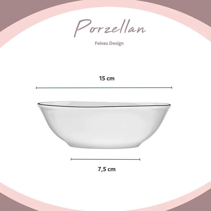 SÄNGER Porzellan Geschirrset Bilgola Black Rim, Tafelservice 24 teilig für 6 Personen – Bild 4