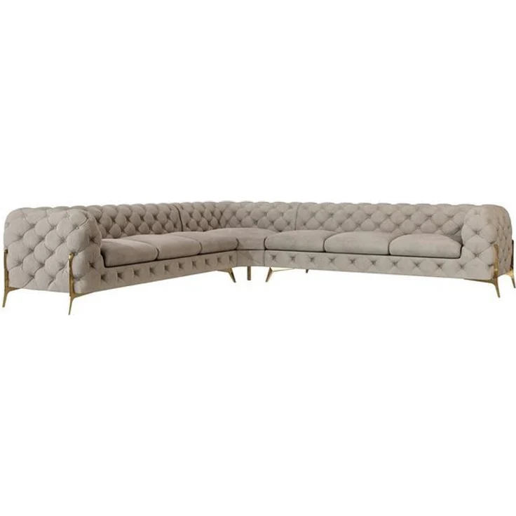 S-Style Möbel Ecksofa Chesterfield Ashley mit Goldene Metall Füßen, mit Wellenfederung – Bild 4