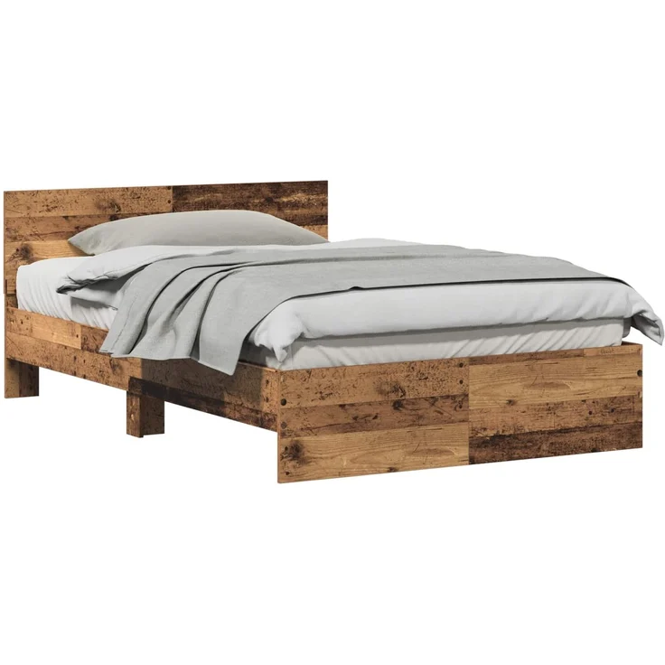 vidaXL Bettgestell mit Kopfteil mit Kopfteil Altholz 193 x 125 x 70 cm 3376060 – Bild 2