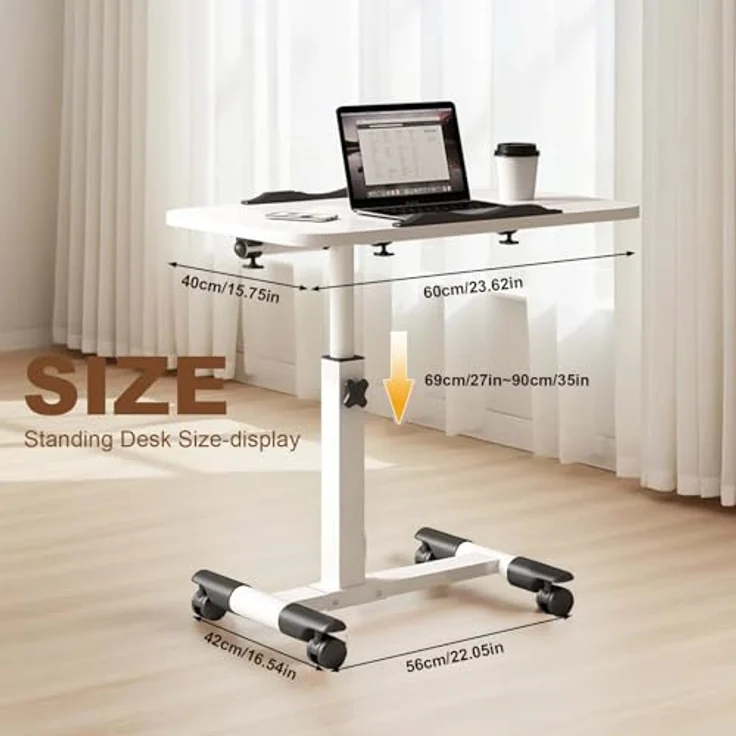 GarveeLife Höhenverstellbarer Laptop Tisch Mit Rollen Klappbarer Computertisch Für Bett & Sofa Neigbare Tischplatte Tragbarer Schreibtisch Für Büro & Zuhause – Weiß – Bild 2