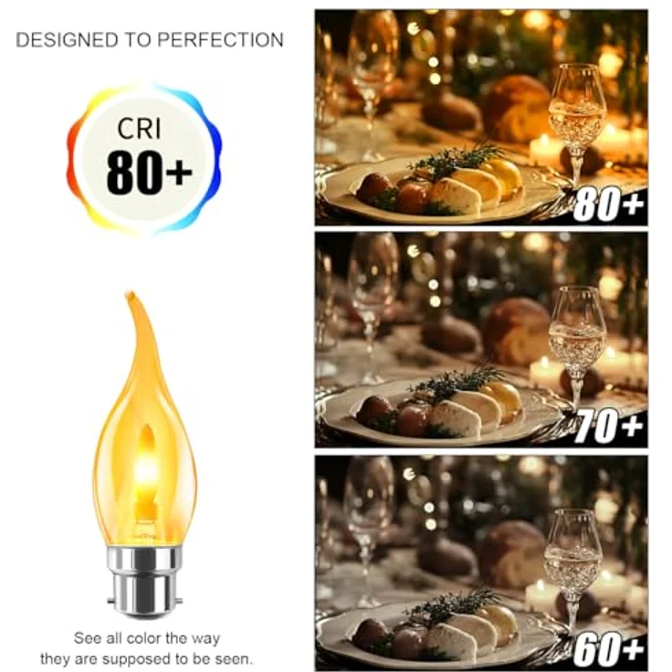 LVWIT B22 Flackernde Glühbirne Warmweiss Flammeneffekt Licht T35, Flammenlampe 1W LED Fadenlampe Stimmungslicht Flackerlampe für Zuhause Garten Bar Halloween Weihnachten, 1800K, 6er Pack – Bild 4
