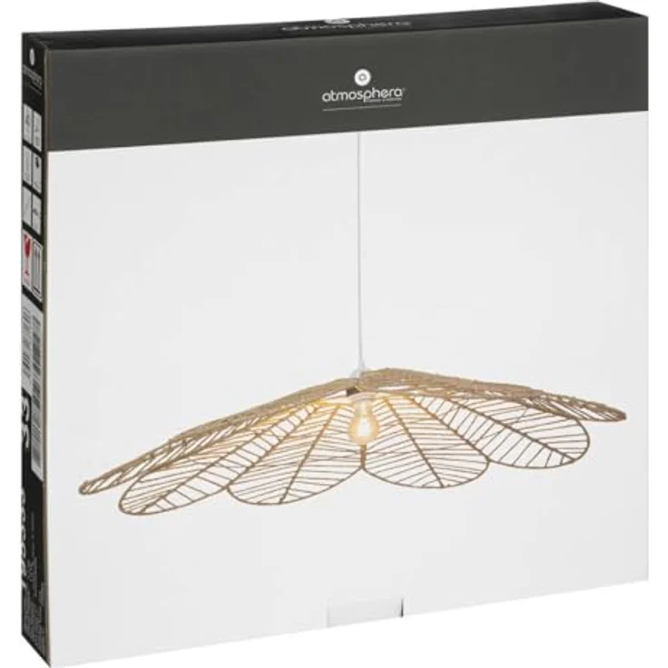 Atmosphera Blumenlampe Suspension Corde Folk Nat D98, Pendelleuchte mit 98 cm Durchmesser, rustikales Design, braunes Geflecht – Bild 2