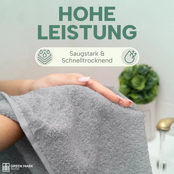 NatureMark 8er Spar-Pack Frottier Handtücher, Handtuch-Set, 50x100 cm, Silber grau, 100% Baumwolle – Bild 6