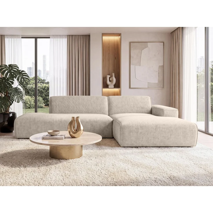 AX LIVING Ecksofa Modern Didim Duo 284 cm Beige Chenille Sofa R – Bild 3