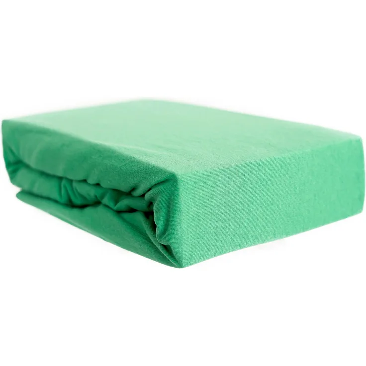 Jersey Spannbettlaken, 100% Baumwolle, 90-100x200 cm + 25 cm Rundumgummizug Grün