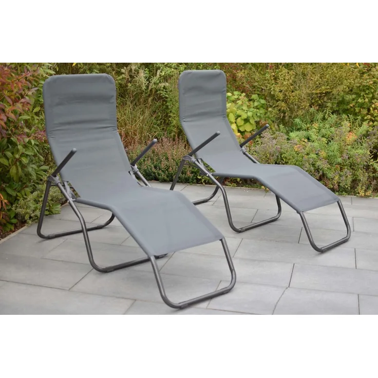 Wellnessliegen XXL Set 2er Set, graphit/grau, Stahl/Textil