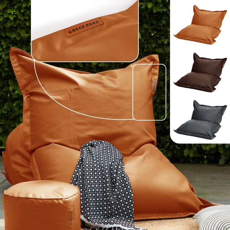 Green Bean® XXL Riesen-Sitzsack aus Kunstleder mit EPS Perlen Füllung - 140 x 180 cm 380 Liter - Bean Bag - - Cognac – Bild 2