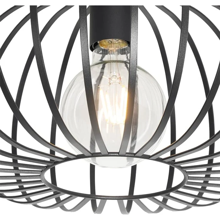 Qazqa Deckenleuchte Johanna, ohne Leuchtmittel, E27, Schwarz, Design, Stahl, 1-flammig – Bild 3