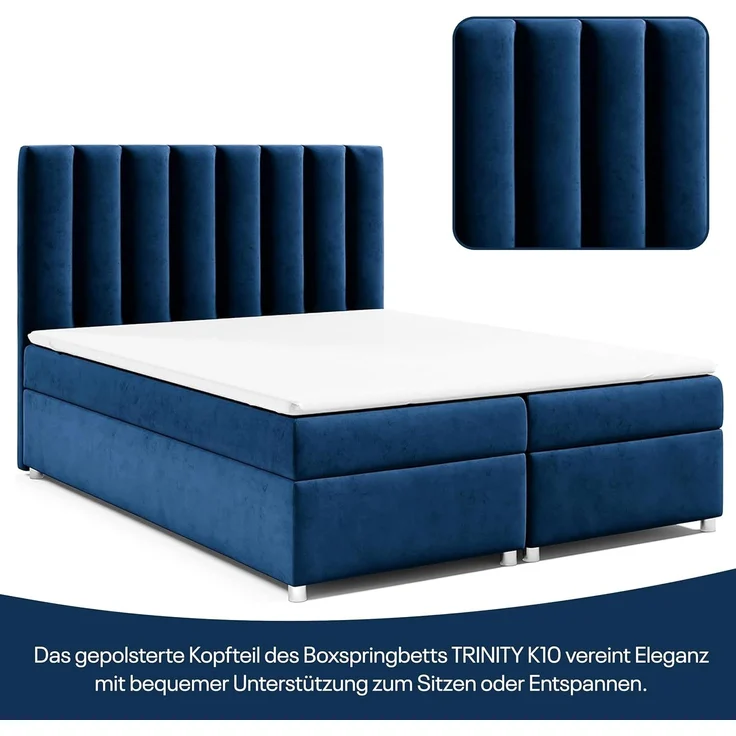 Best for Home Boxspringbett mit Bettkasten Trinity K-10 Bonellfederkern inkl. 7 cm Topper (Bonell-Matratze, gepolstertes Kopfteil, Doppelbett versch. Größen, 140x200 160x200 180x200 200x200 cm), Handwerksqualität, TOP Preis-Leistungs-Verhältnis – Bild 3
