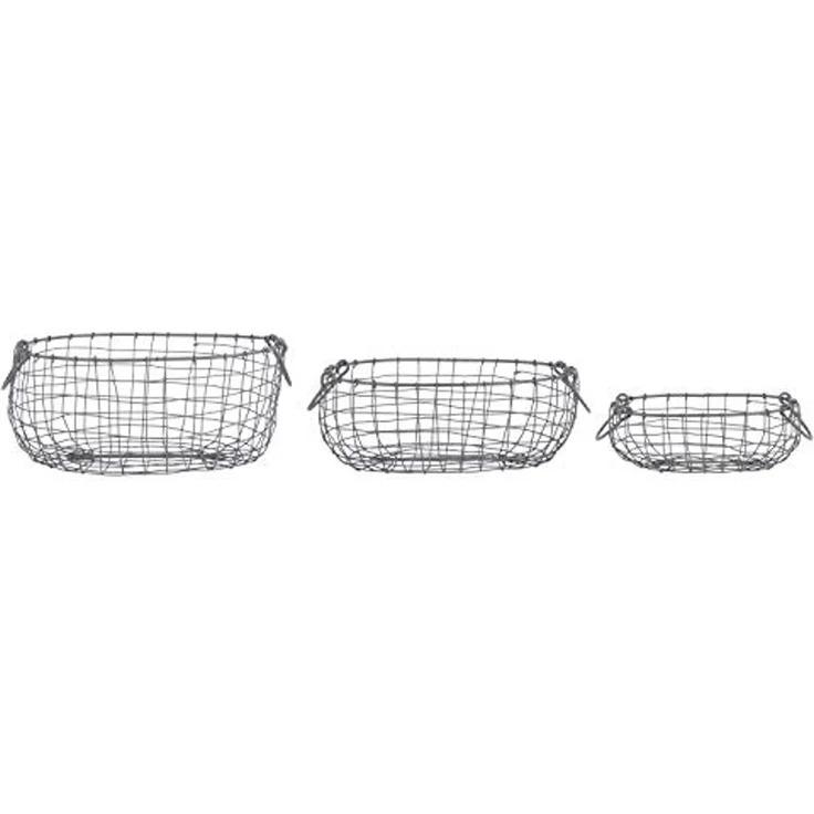 Ovales Drahtkorb Set 3 teilig Metallkorb Aufbewahrung Küche Garten L+M+S – Bild 1