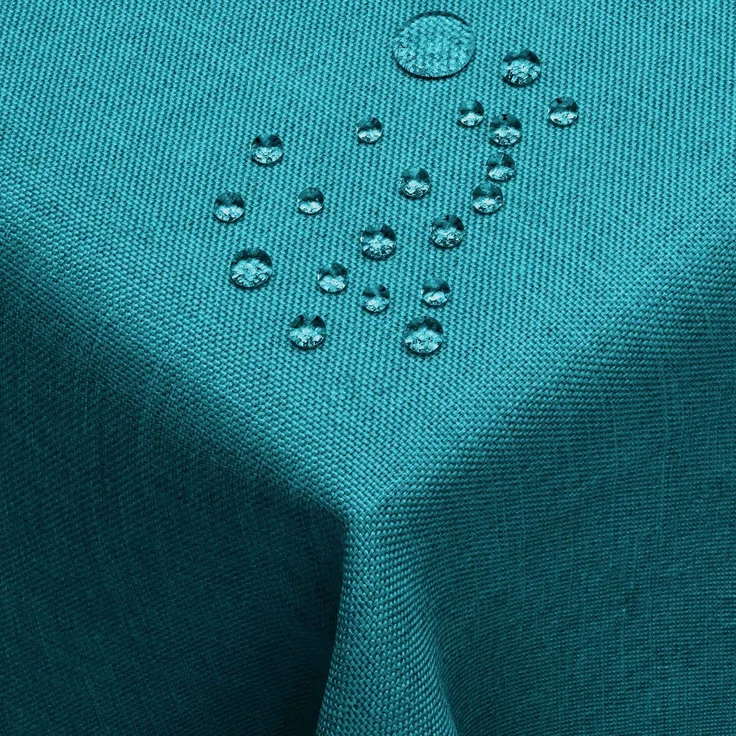 DecoHomeTextil Leinen Optik Tischdecke, Rechteckig 135 x 180 cm Petrol Türkis, wasserabweisend, fleckenabweisend, abwaschbar, Lotuseffekt, bügelfrei