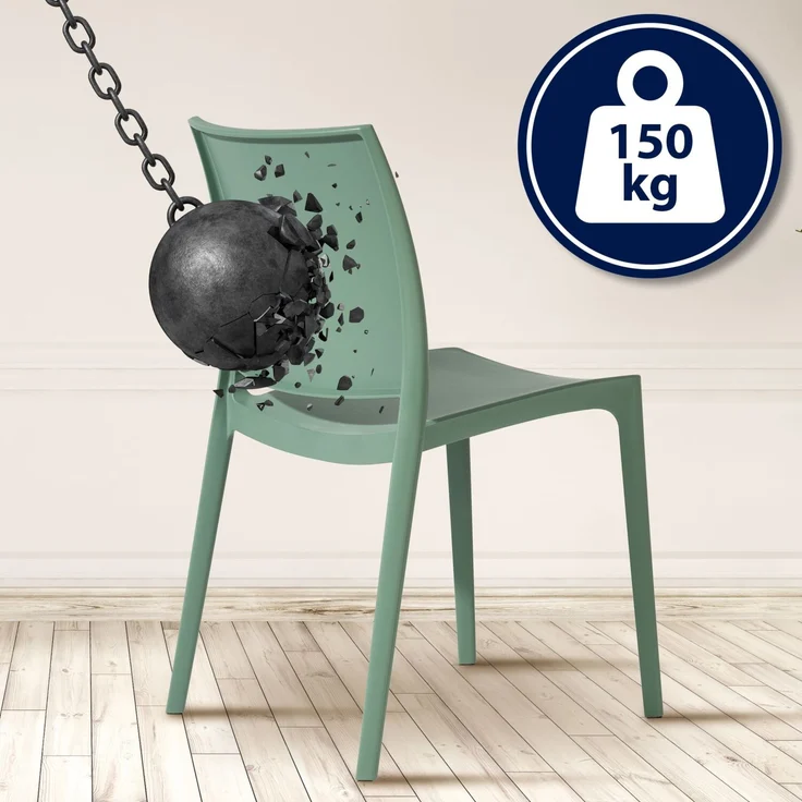 CLP 2er Set Gartenstühl Meton mit Lehne stapelbar wetterfest UV-beständig bis 150 kg,oliv – Bild 4