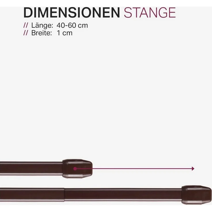 Bestlivings Vitragestange 2er-Pack, Ø 10 mm, 1-läufig, ausziehbar, mit Schraubhaken, verschrauben, Metall, flachoval, für Scheiben- & Bistrogardinen – Bild 2