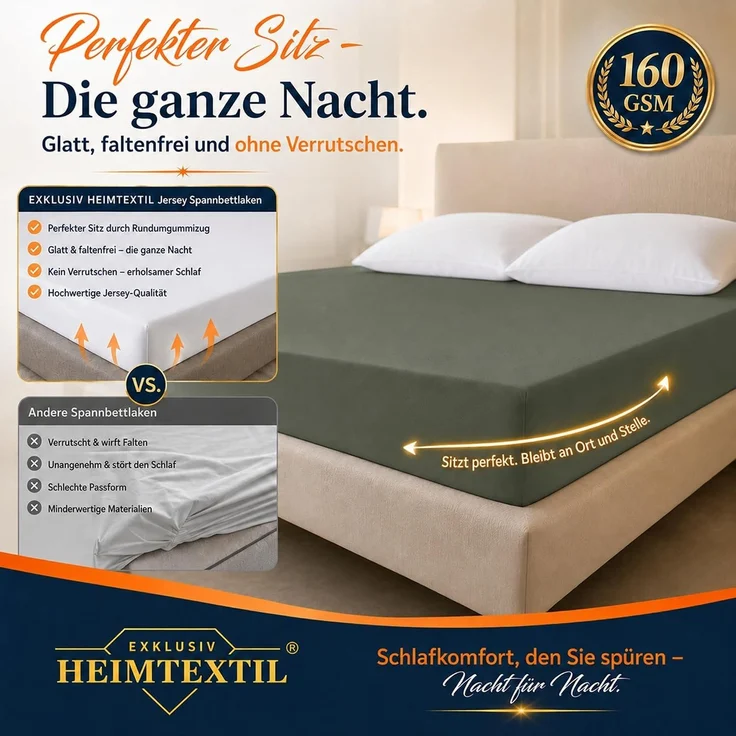 Jersey Spannbettlaken Deluxe 140 - 160 x 200 cm Grau – Bild 3
