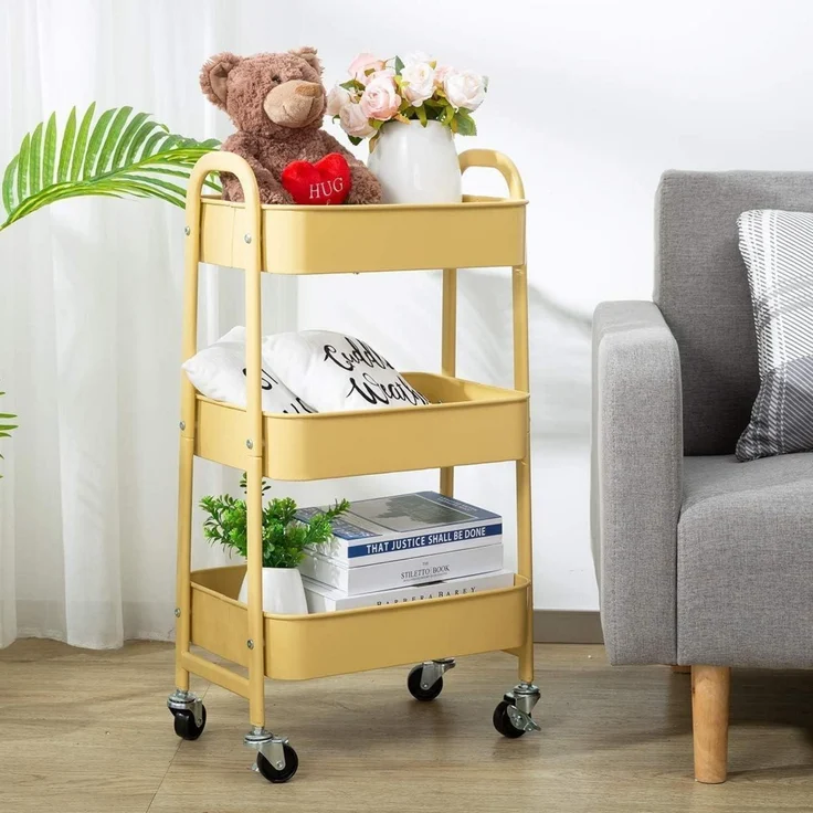 DOEWORKS Rollwagen Metall 3-Etagen Küchenwagen Melonengelb – Bild 2