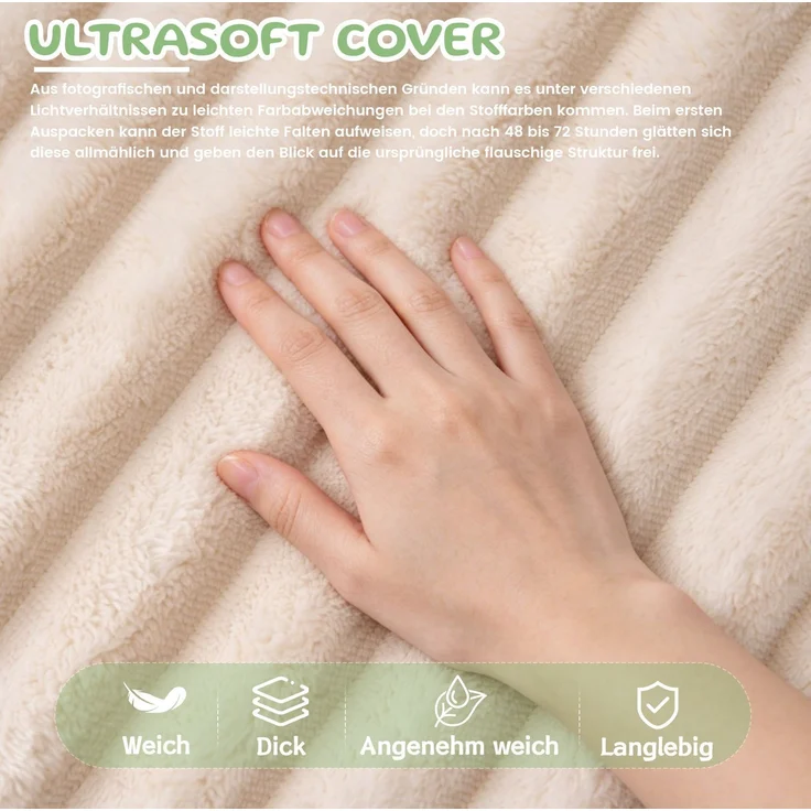 Sitzsack für Kinder in Beige, 69 x 72 x 51 cm – ergonomische Form, Cord-Bezug – Bild 9
