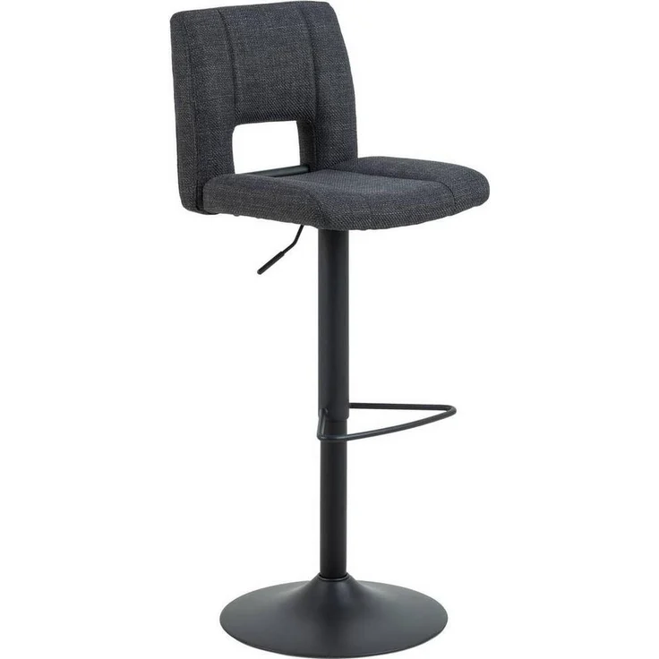 MID.YOU Barhocker Dunkelgrau, höhenverstellbar mit 360° drehbarer Sitzfläche, runde Säule, 41.5x115x52 cm, modernes Esszimmer-Möbel