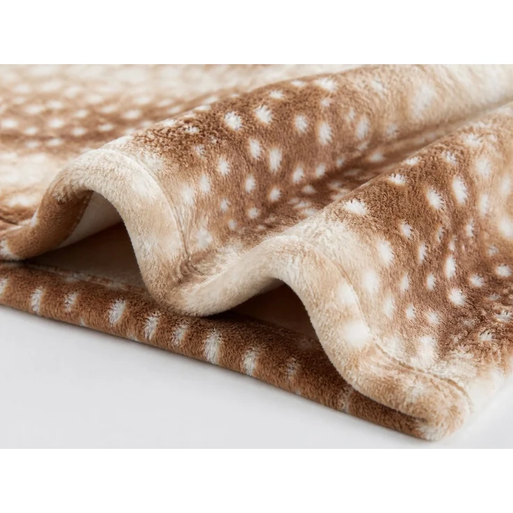 Flanell-Kuscheldecke mit Rentiermuster Braun-Beige, 228x228 cm – Bild 3
