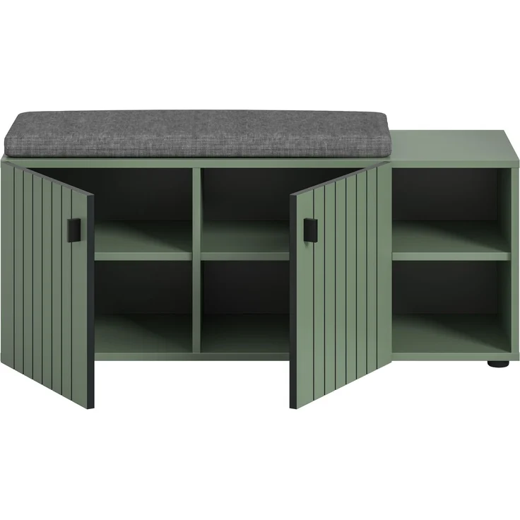 Sitzbank inkl. Sitzkissen (B/H/T: 106x43x37 cm) in Smoke Green Nachbildung – Bild 3